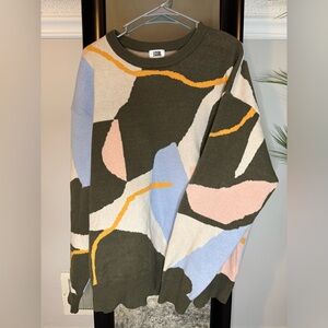 Target Multicolor Abstract Crew Neck Sweater